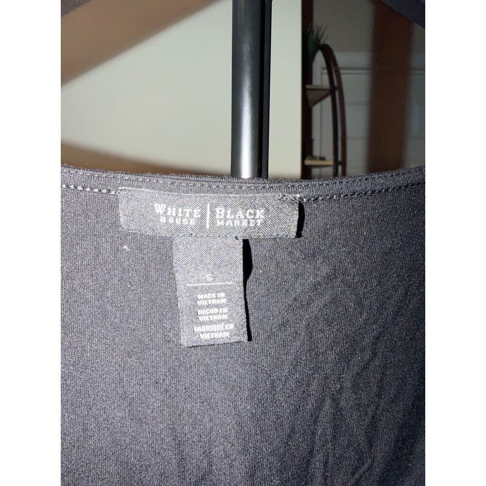 3 for $9 WHBM Cowl Neck Tee shirt ruched sides S black - Picture 3 of 5